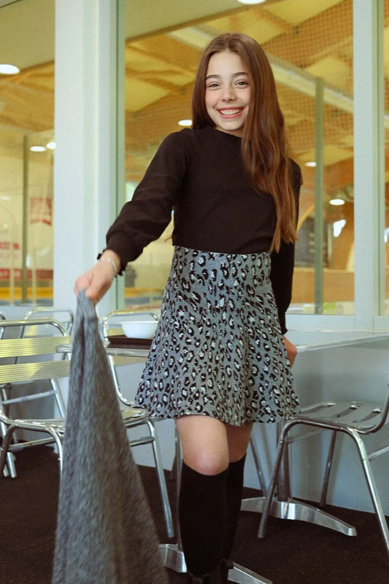 LEOPARD PRINT SKATER SKIRT