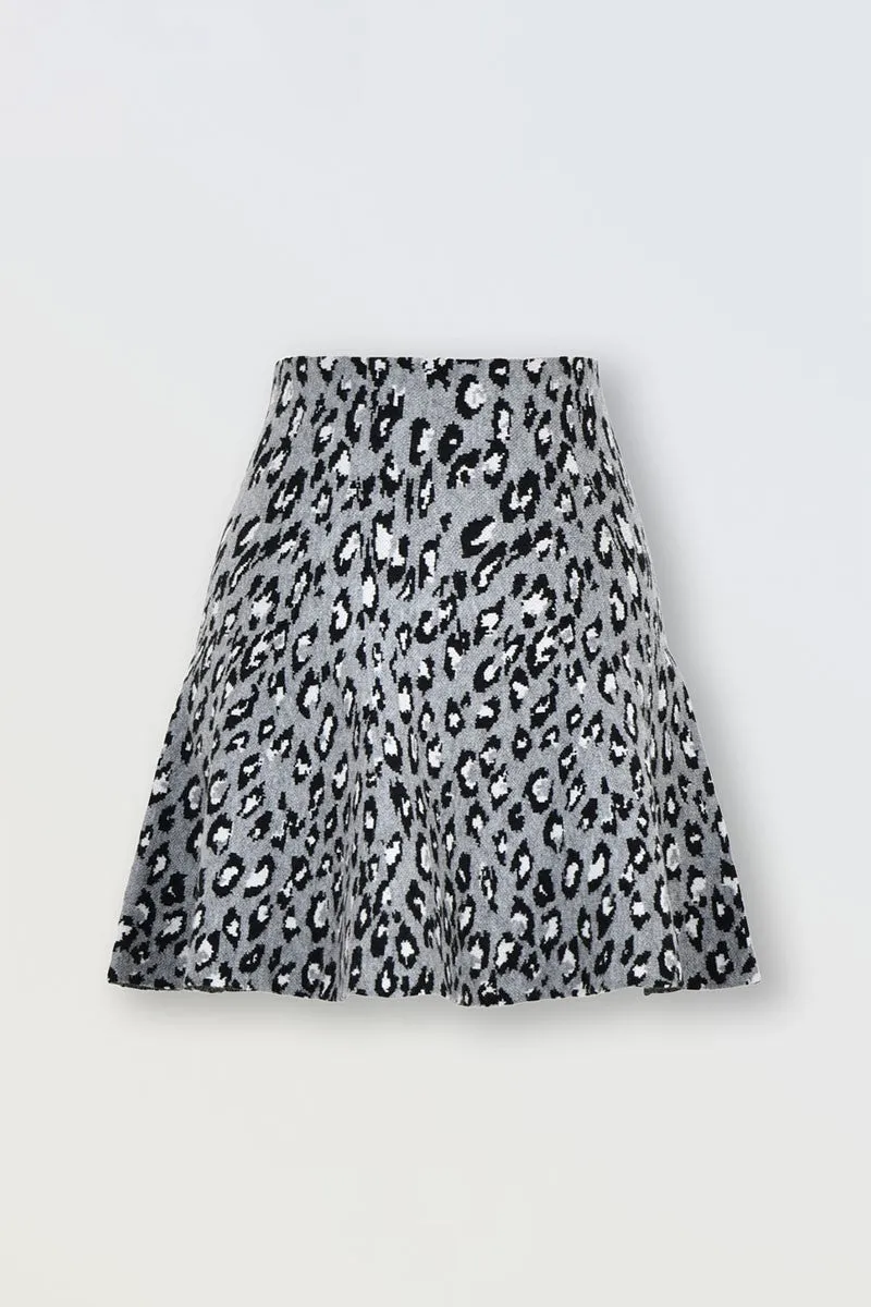 LEOPARD PRINT SKATER SKIRT