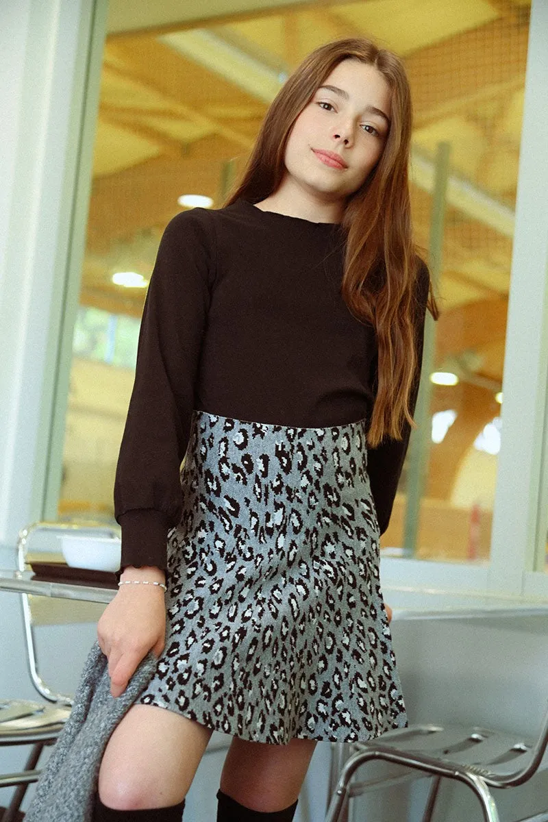 LEOPARD PRINT SKATER SKIRT