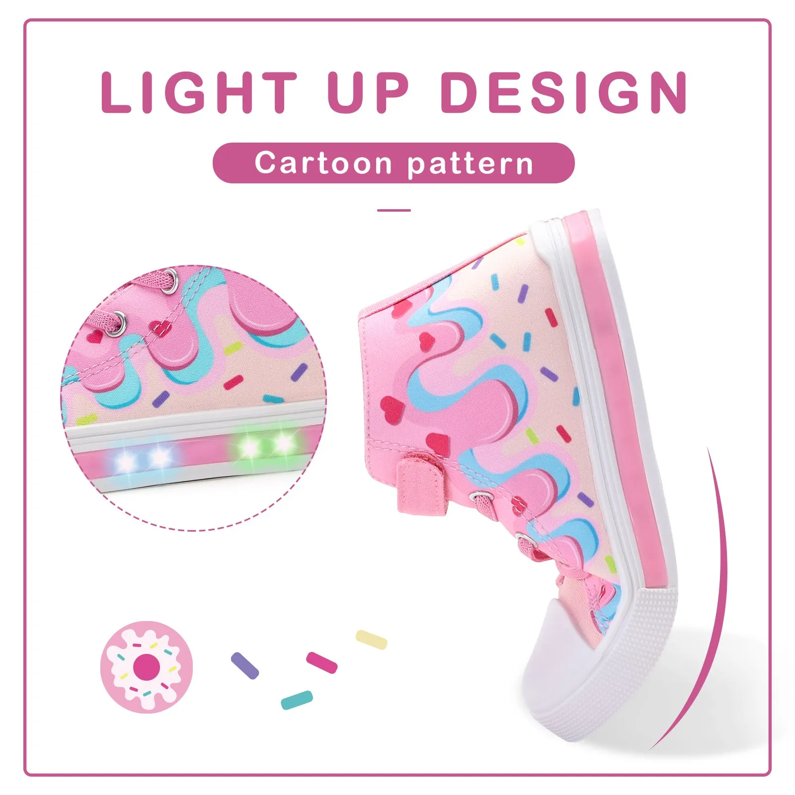 Light Up High Top Canvas Kids Sneakers
