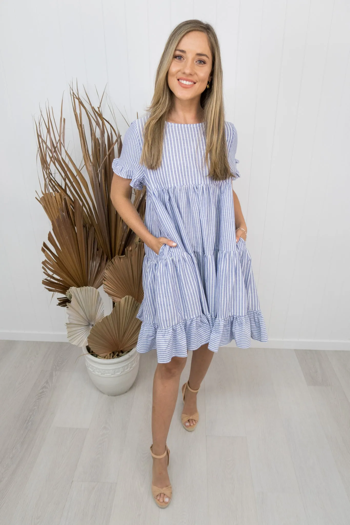 Lisa Dress -Denim blue/stripe