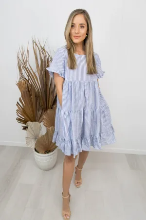 Lisa Dress -Denim blue/stripe