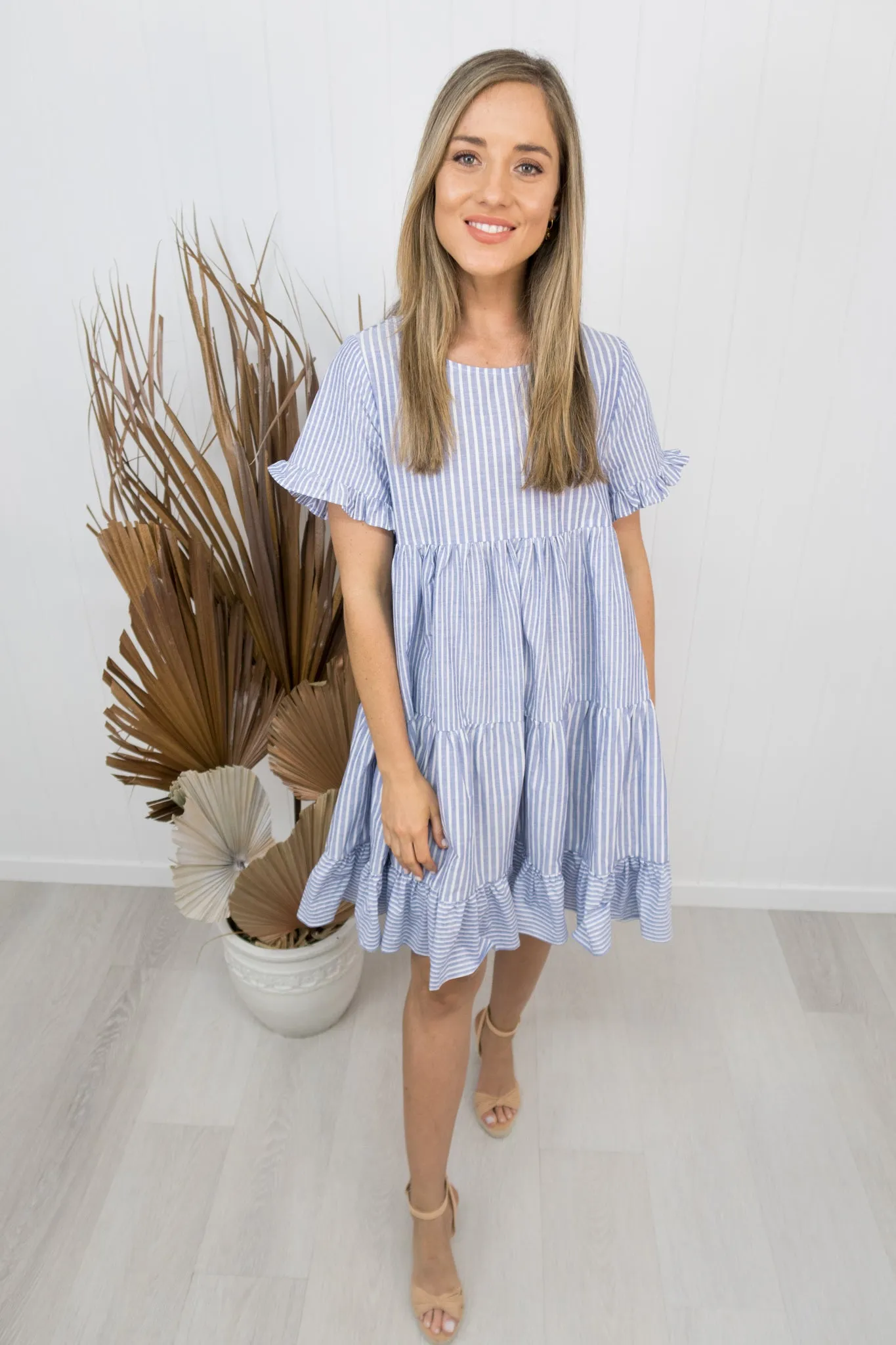 Lisa Dress -Denim blue/stripe