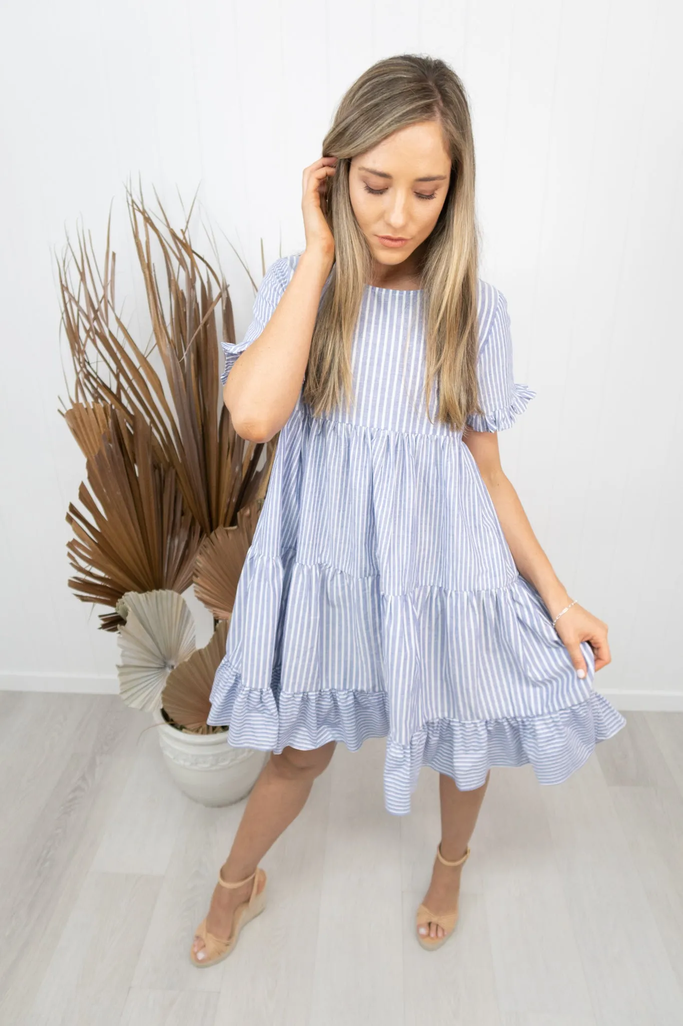 Lisa Dress -Denim blue/stripe