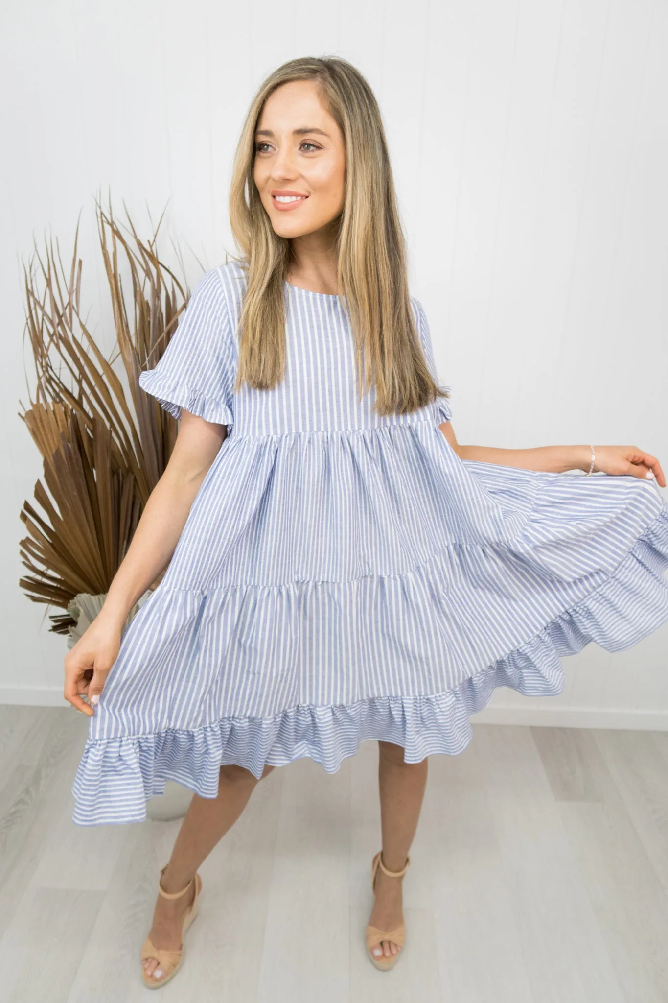 Lisa Dress -Denim blue/stripe