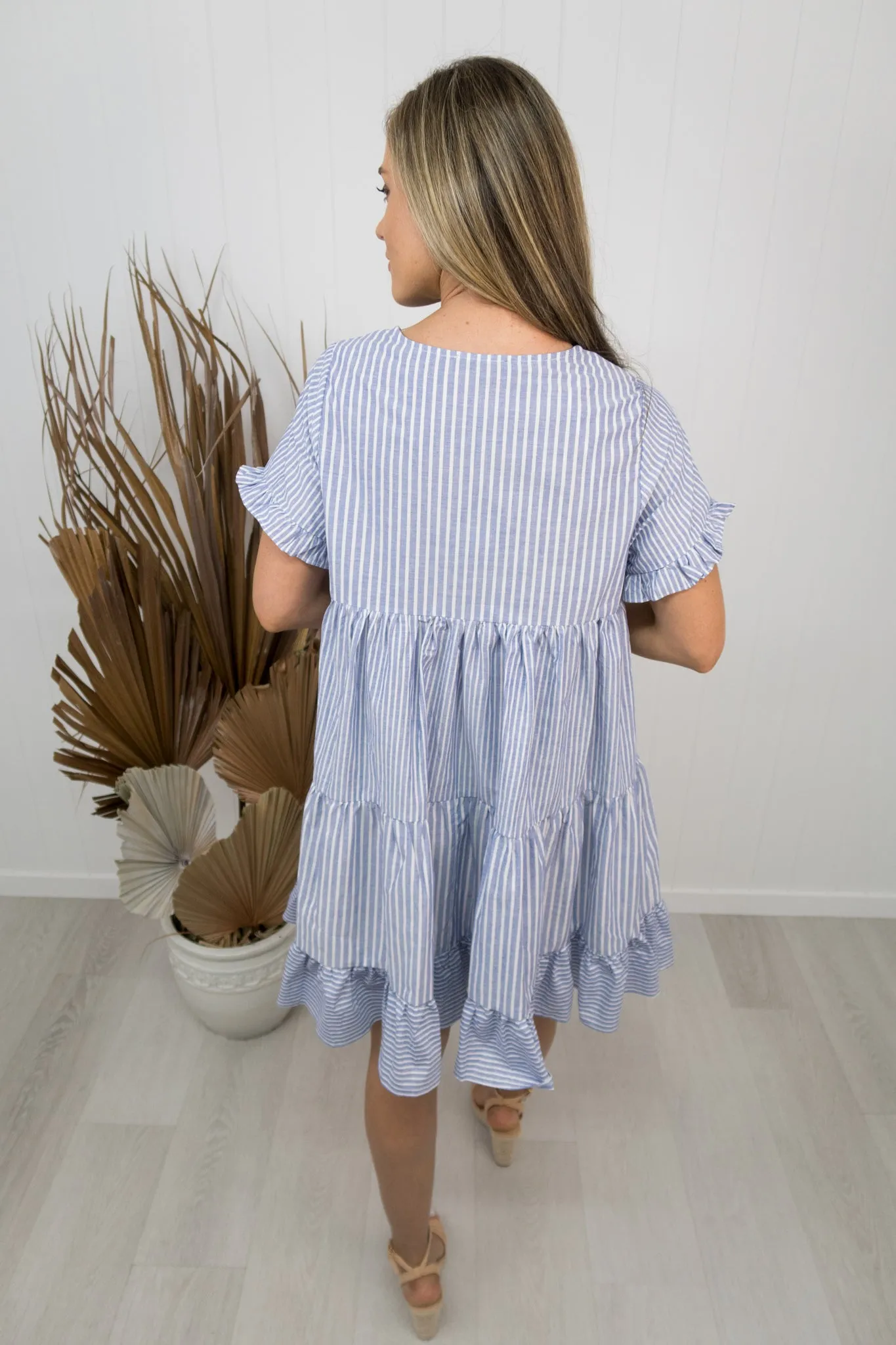 Lisa Dress -Denim blue/stripe