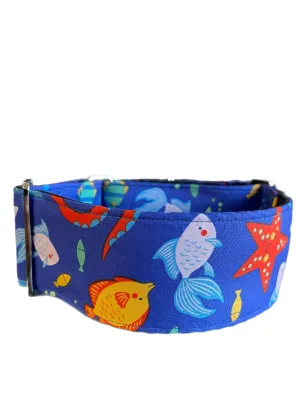 Little fishy Greyhound Martingale collar cotton covered 50mm width super soft