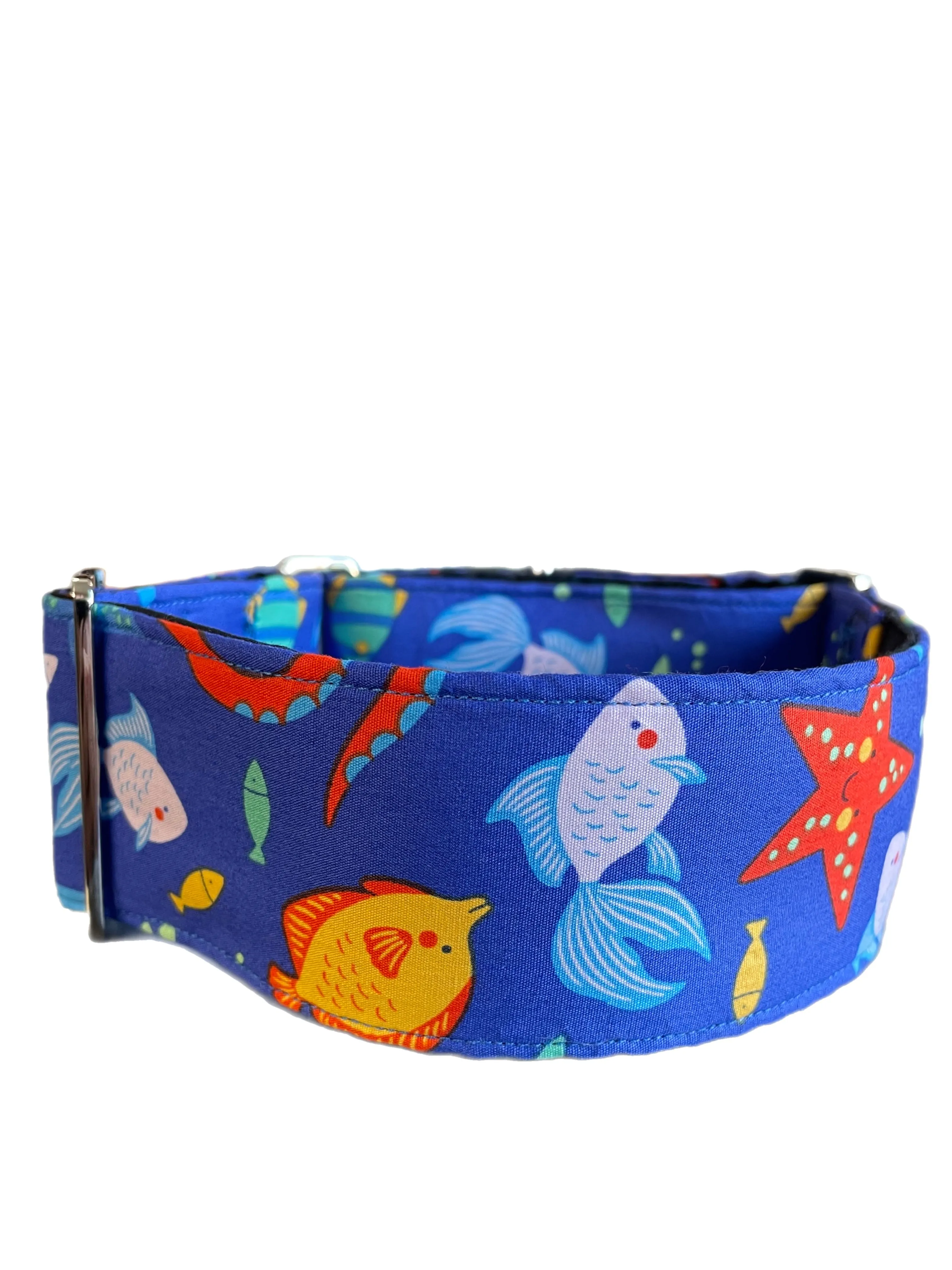 Little fishy Greyhound Martingale collar cotton covered 50mm width super soft