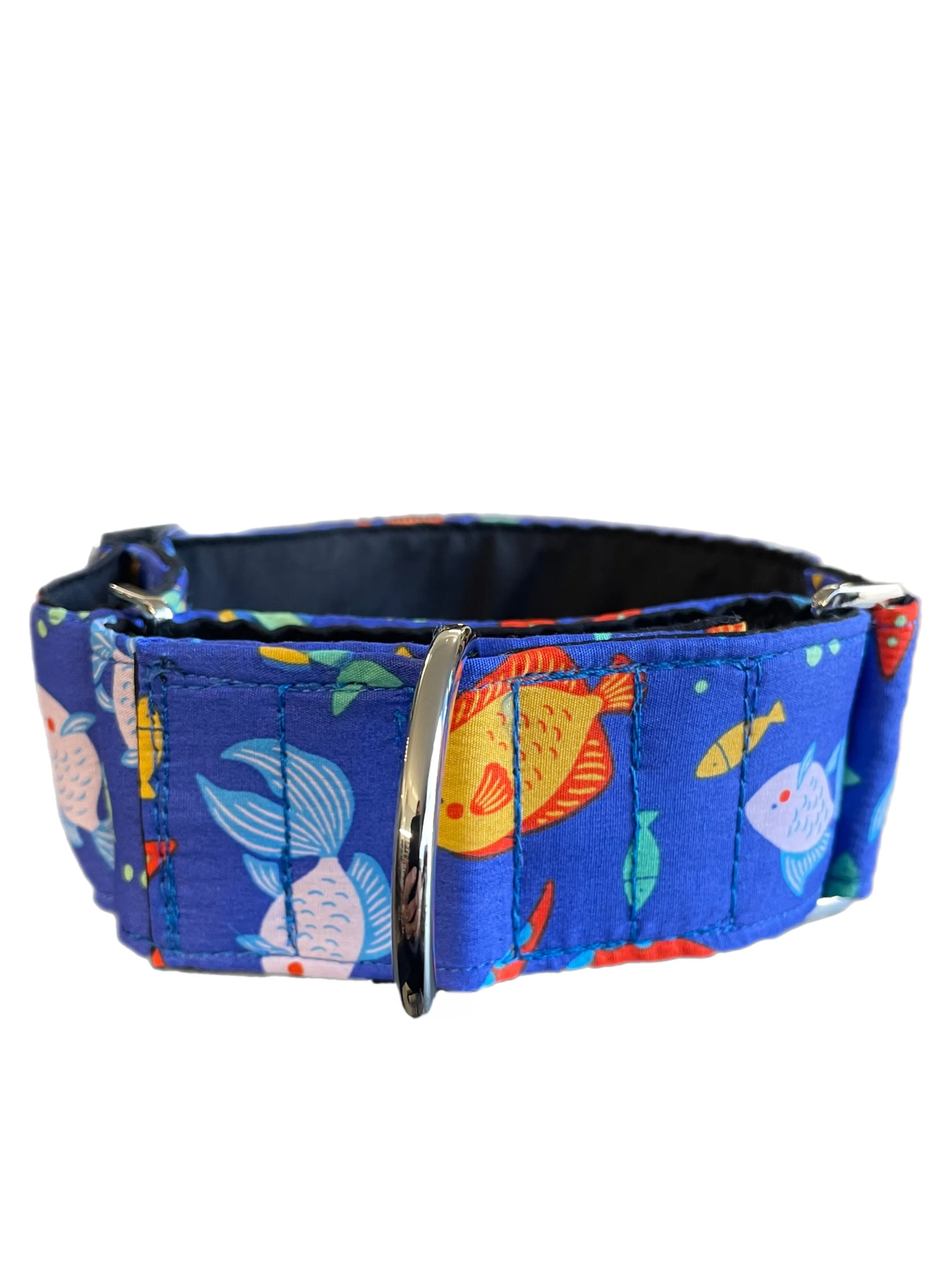 Little fishy Greyhound Martingale collar cotton covered 50mm width super soft