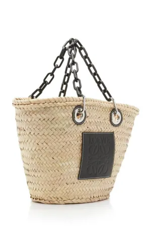Loewe Women Medium Chain Handle Woven Straw Bag