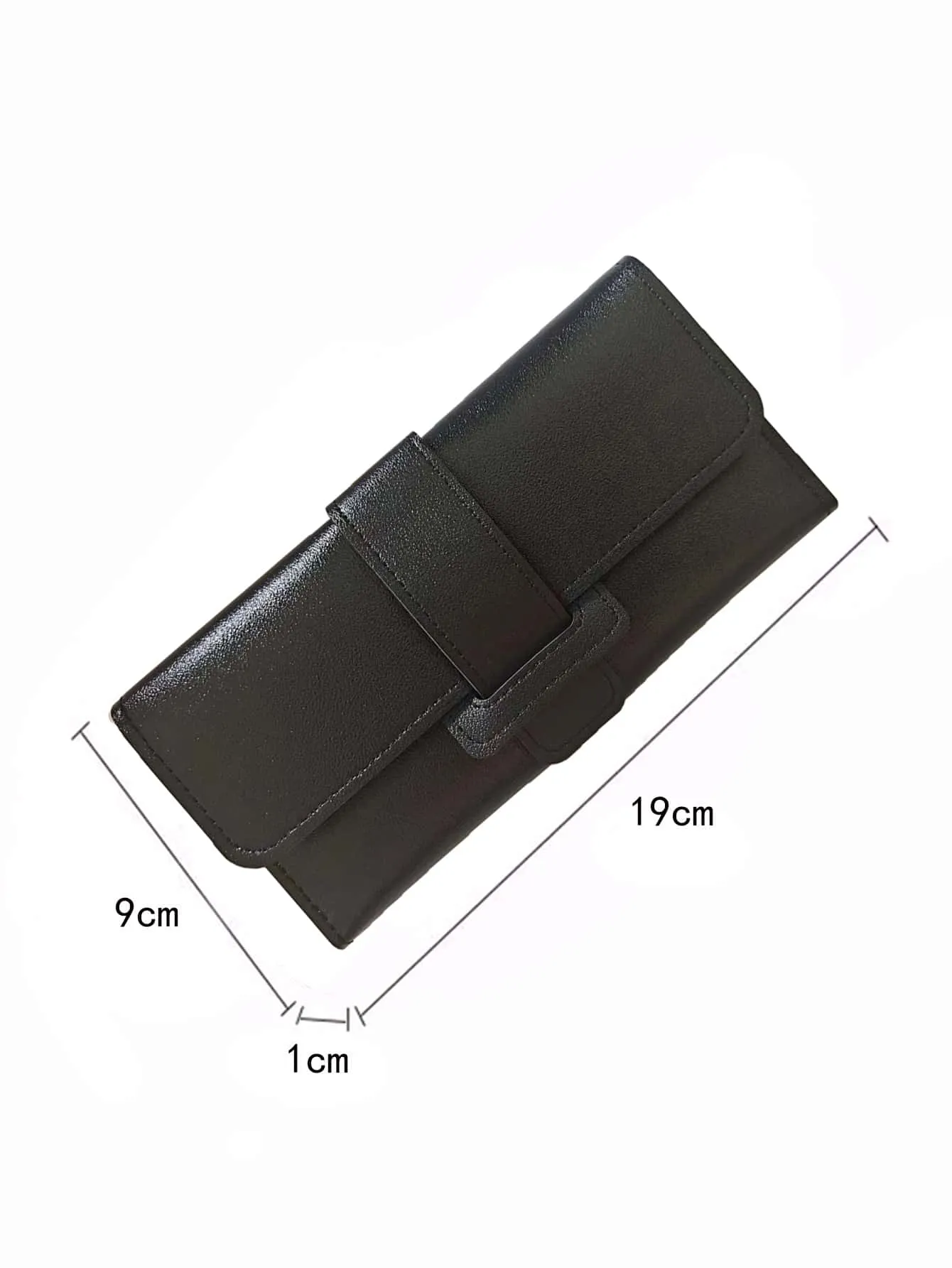 Long Trifold Flip Cover Coin Purse Wallet - Black