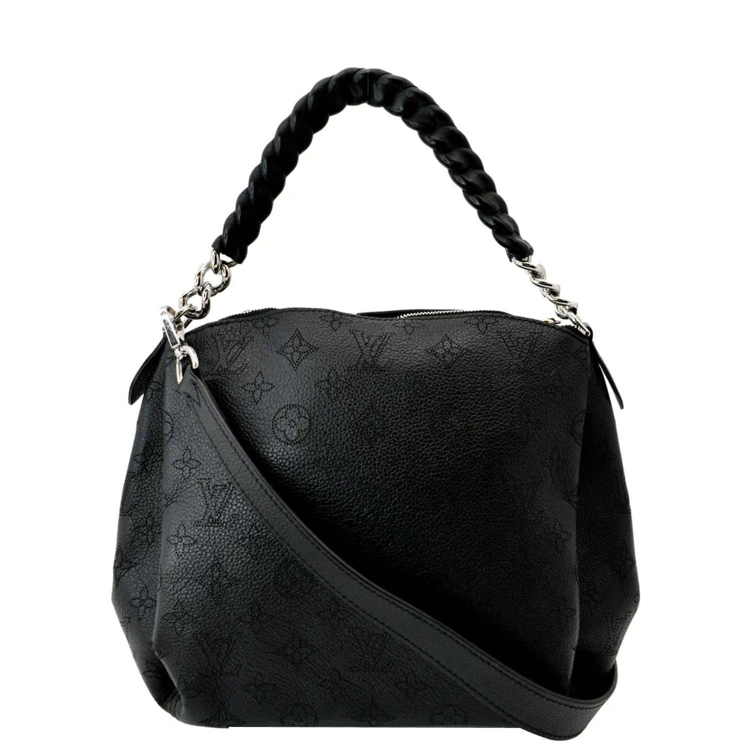 LOUIS VUITTON Babylone Monogram Mahina Leather Chain Shoulder Bag Black