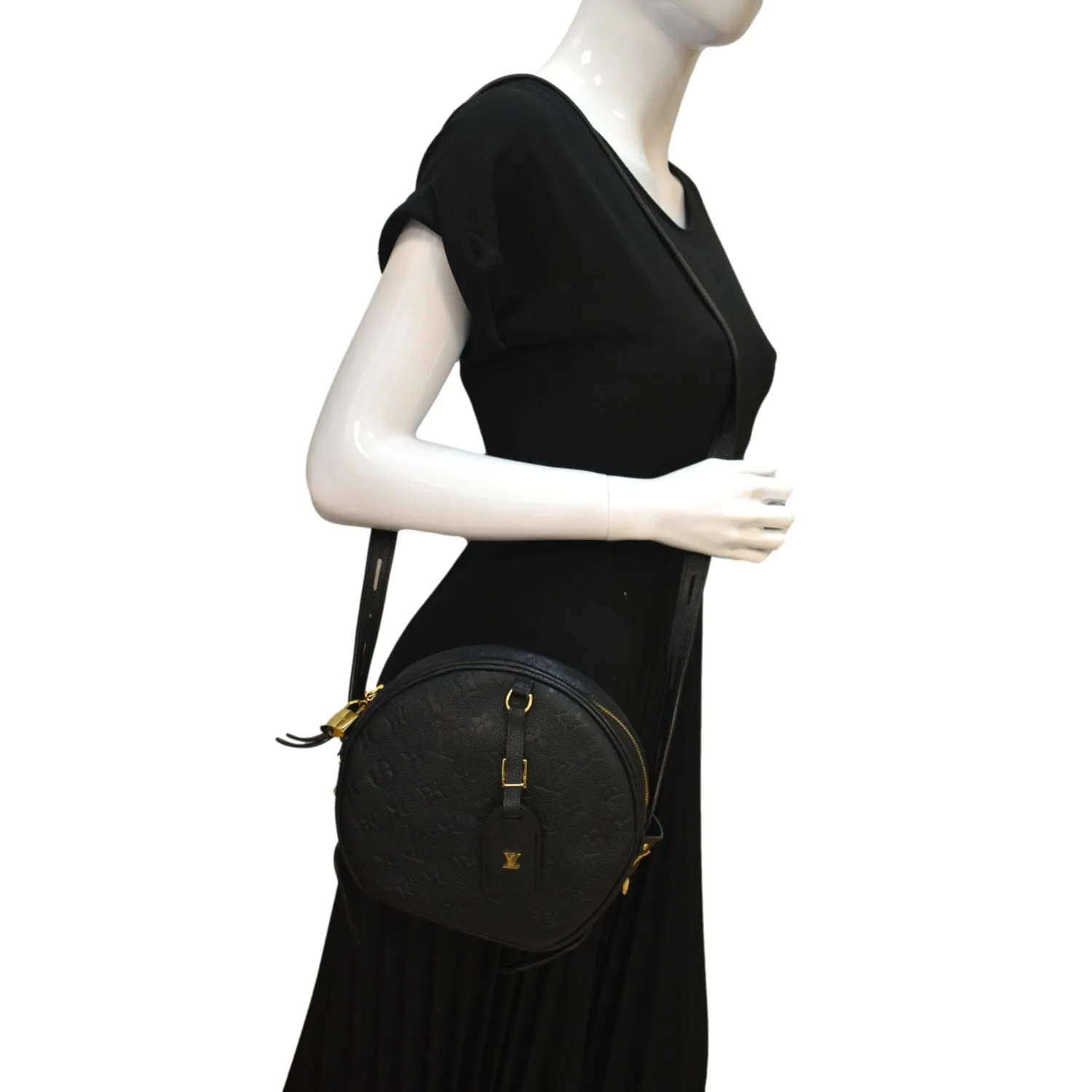 LOUIS VUITTON Boite Chapeau Souple MM Monogram Empreinte Shoulder Bag Black