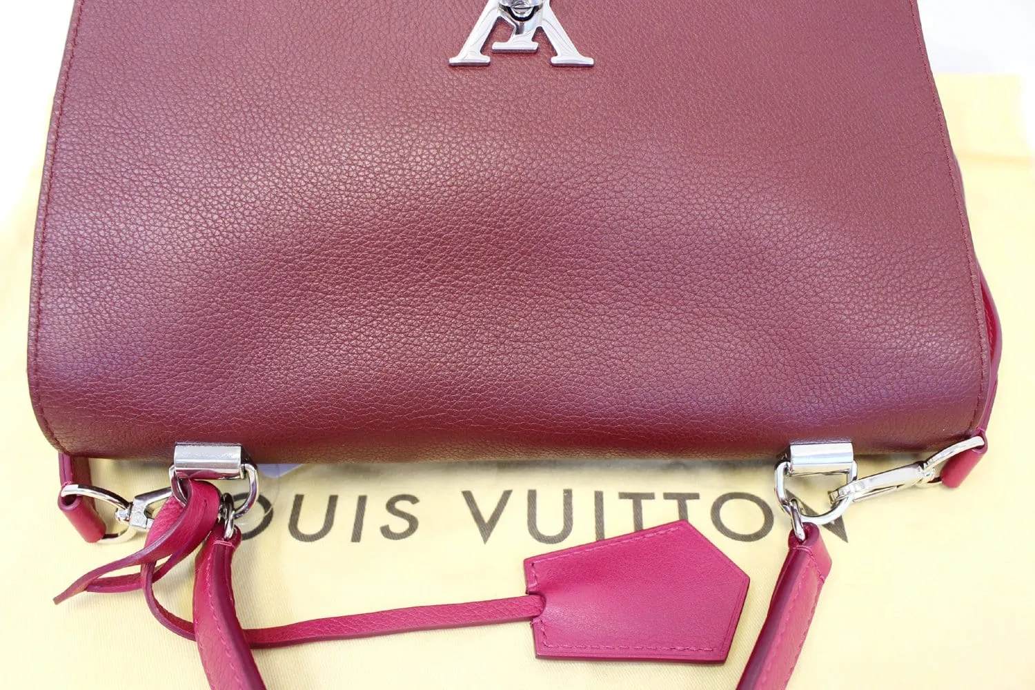 LOUIS VUITTON Burgundy/Pink Lockme II Shoulder Bag