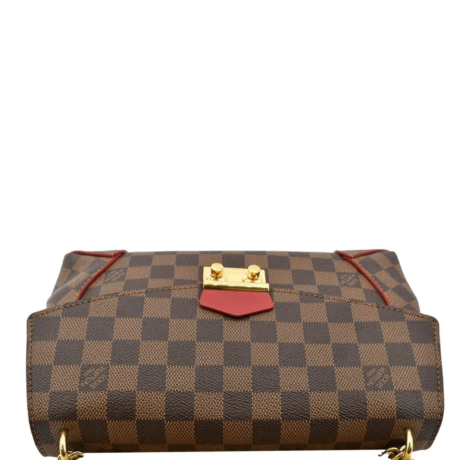LOUIS VUITTON Caissa Chain Damier Ebene Clutch Shoulder Bag Brown