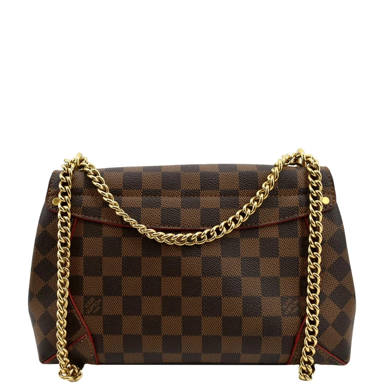 LOUIS VUITTON Caissa Chain Damier Ebene Clutch Shoulder Bag Brown