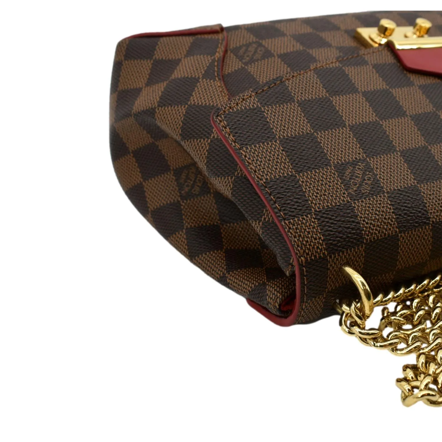LOUIS VUITTON Caissa Chain Damier Ebene Clutch Shoulder Bag Brown