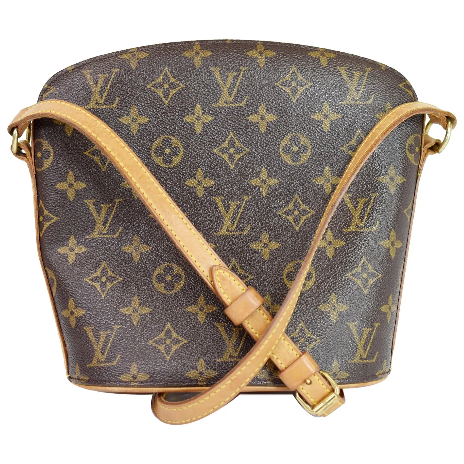 LOUIS VUITTON Drouot Monogram Canvas Shoulder Crossbody Bag Brown