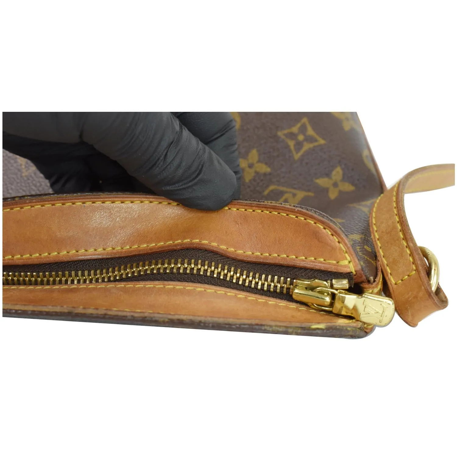 LOUIS VUITTON Drouot Monogram Canvas Shoulder Crossbody Bag Brown