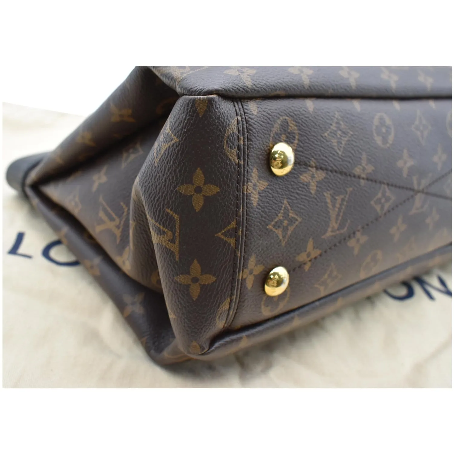LOUIS VUITTON Pallas Chain Monogram Canvas Shopper Bag Brown