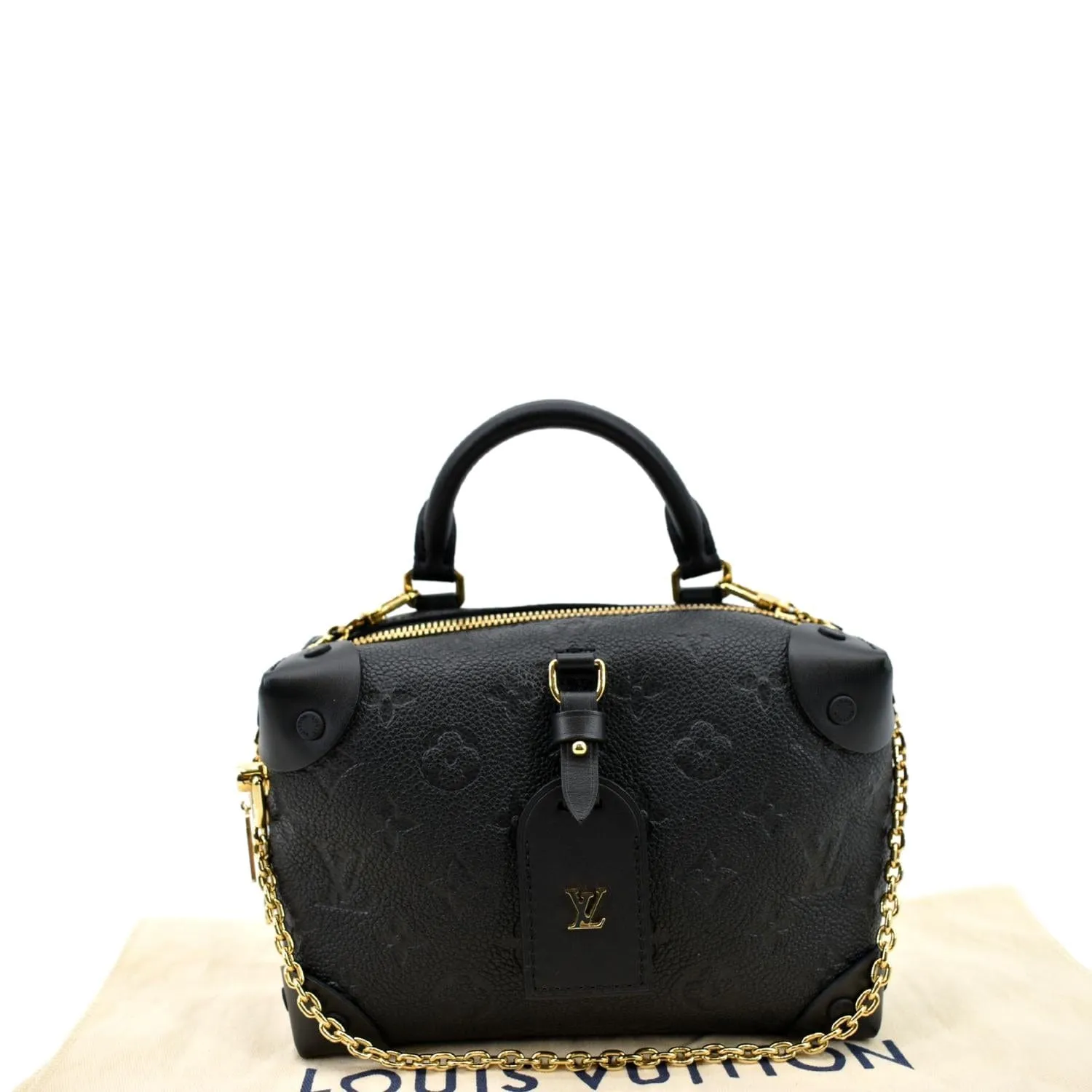 LOUIS VUITTON Petite Malle Souple Monogram Empreinte Shoulder Bag Black