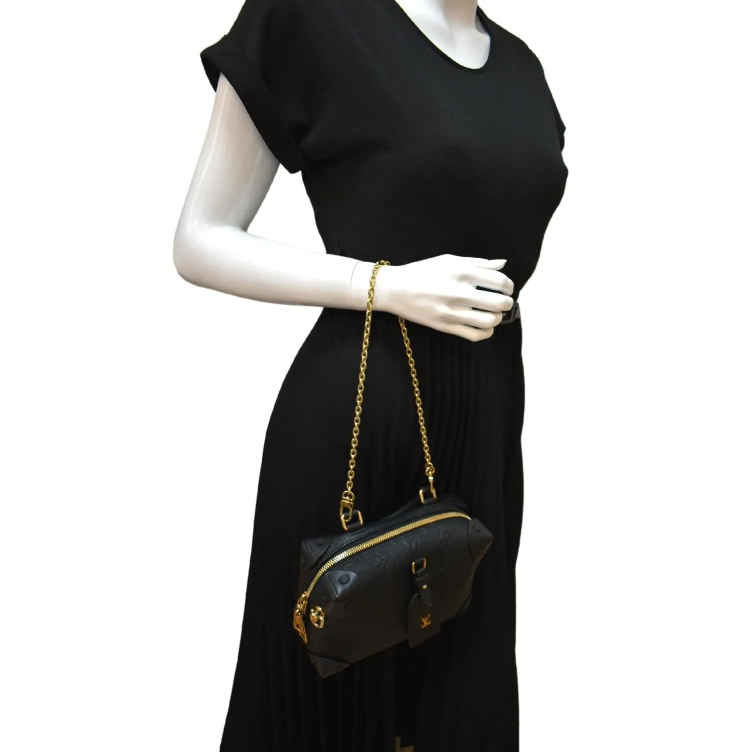 LOUIS VUITTON Petite Malle Souple Monogram Empreinte Shoulder Bag Black