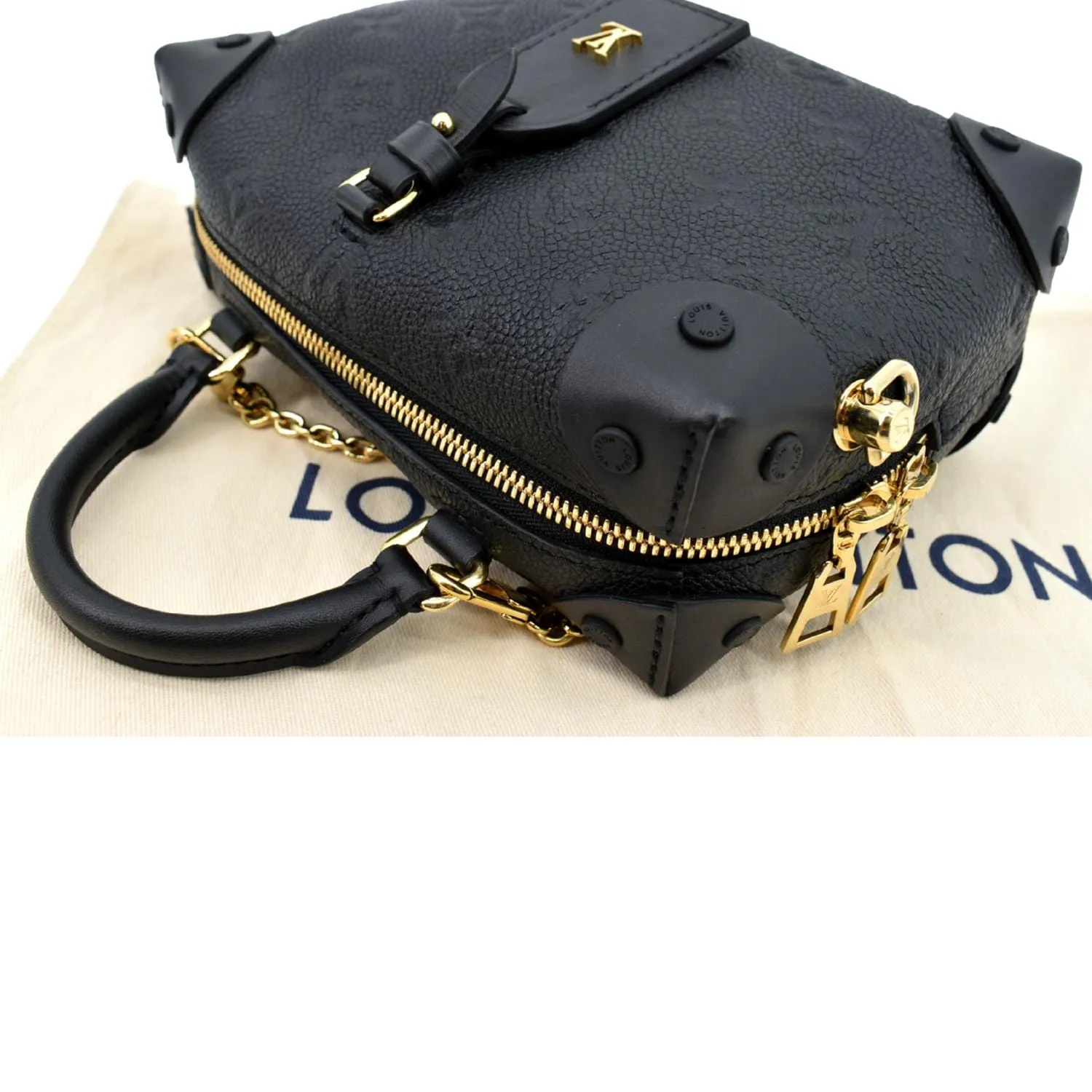 LOUIS VUITTON Petite Malle Souple Monogram Empreinte Shoulder Bag Black