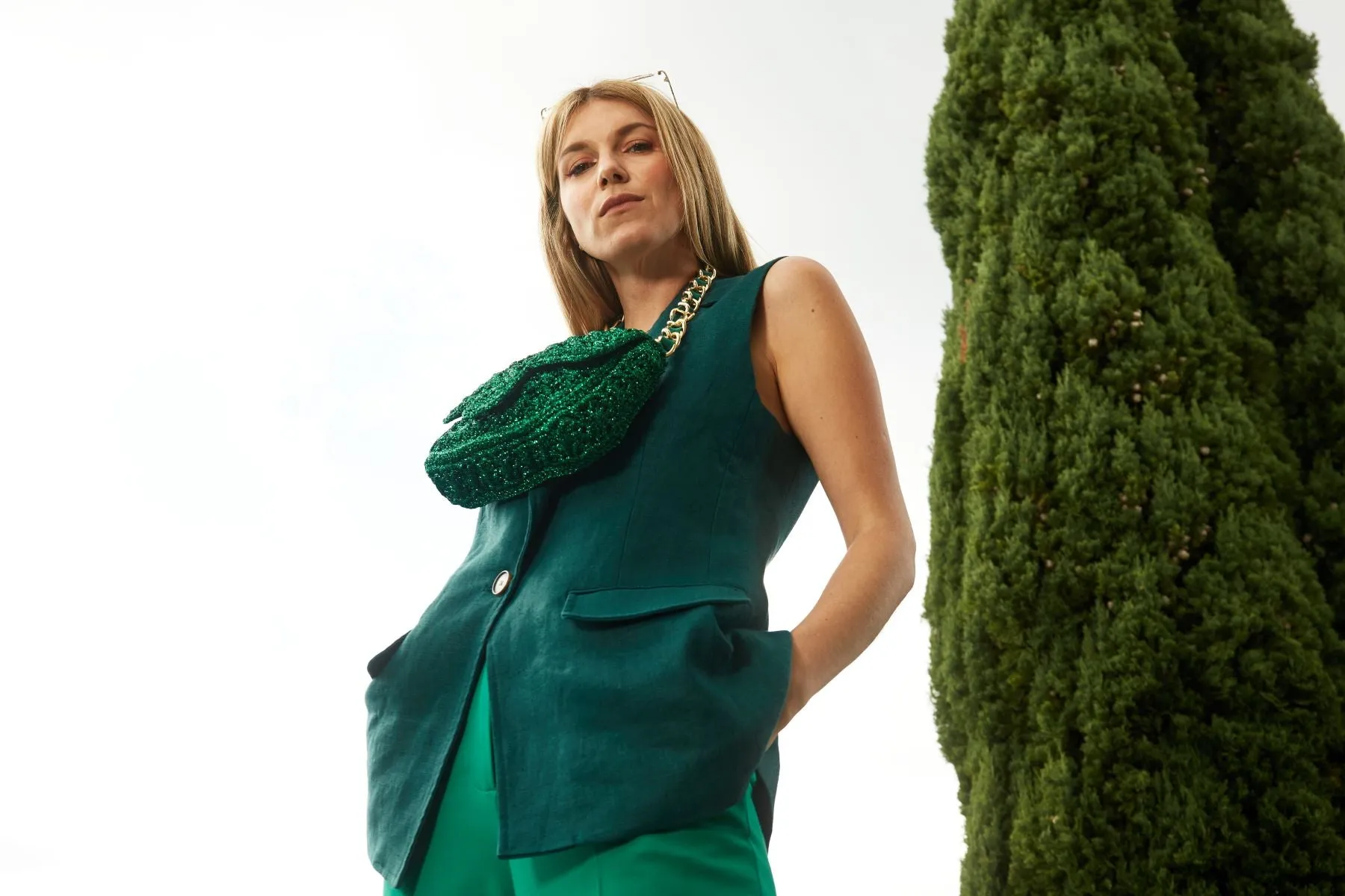 Lucrezia crochet bag Green lurex