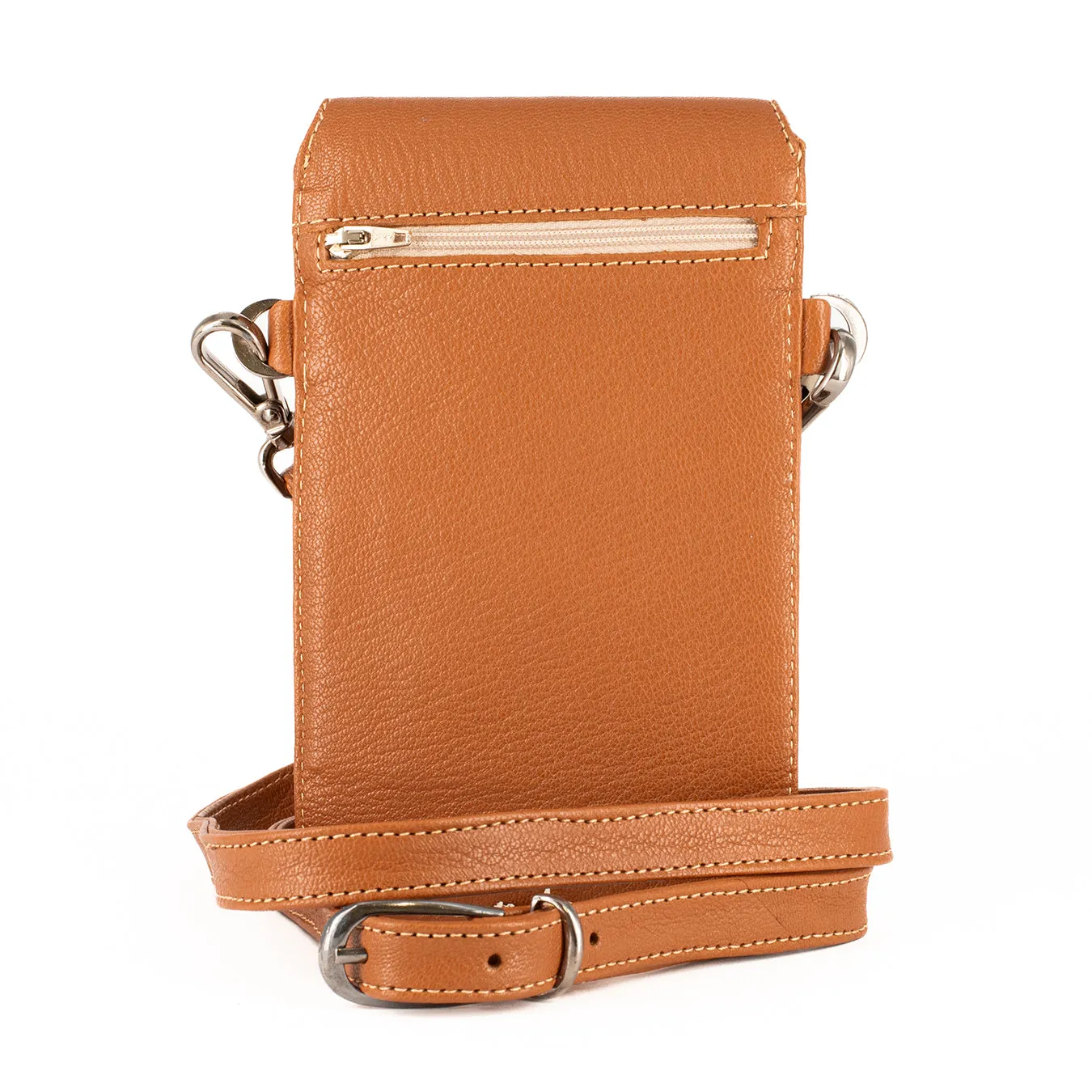 Lupita : Ladies Leather Crossbody Purse in Oak Cayak