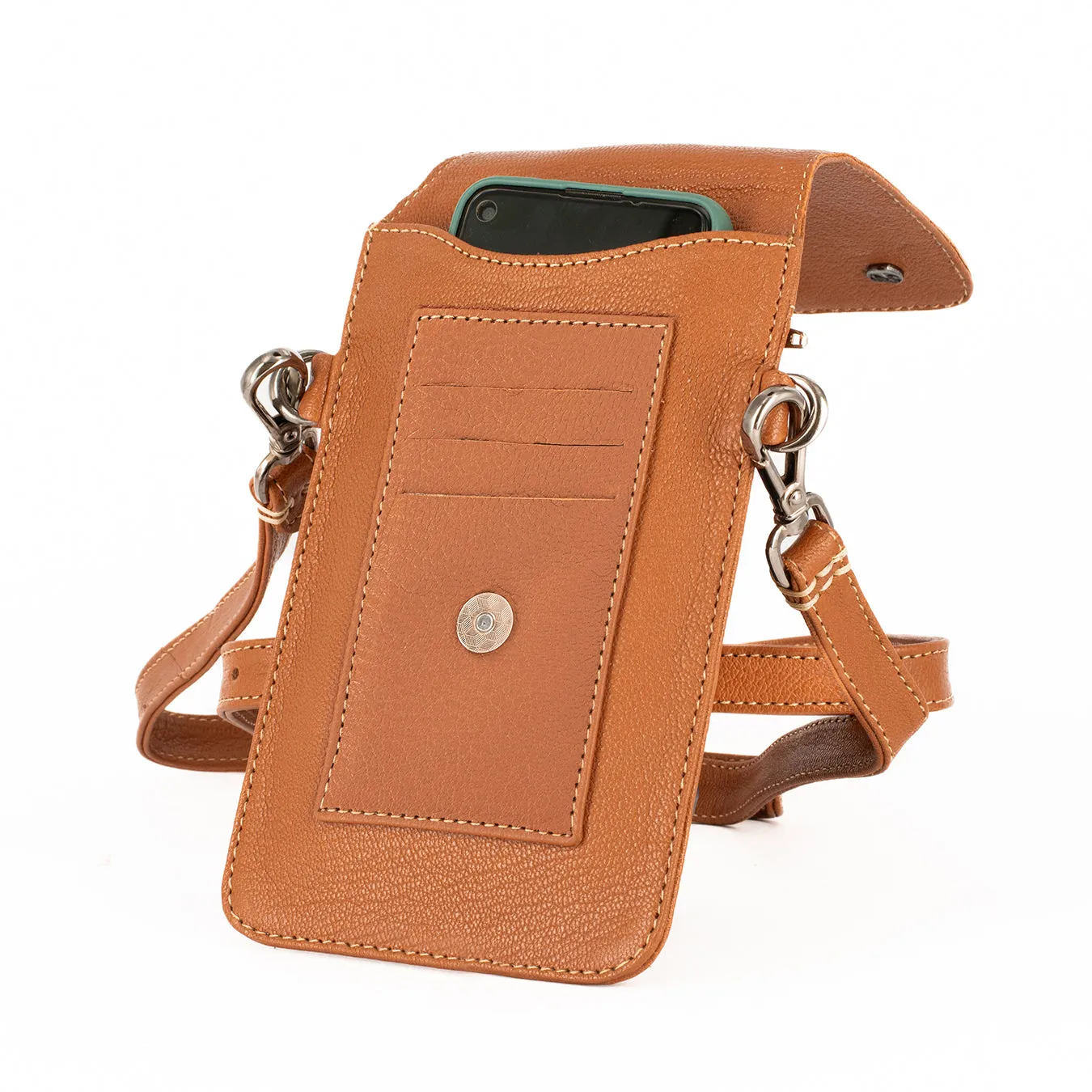 Lupita : Ladies Leather Crossbody Purse in Oak Cayak