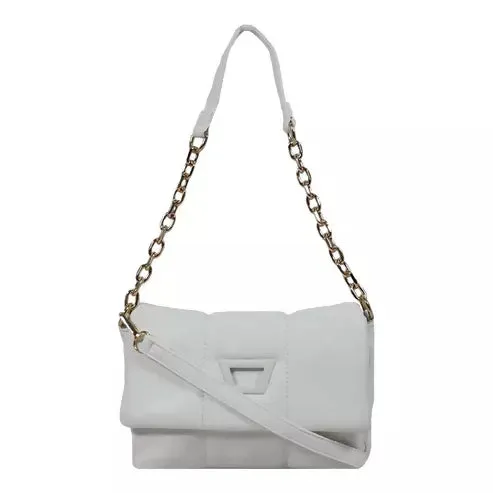 Luxe Quilted Chain Shoulder Bag (White)