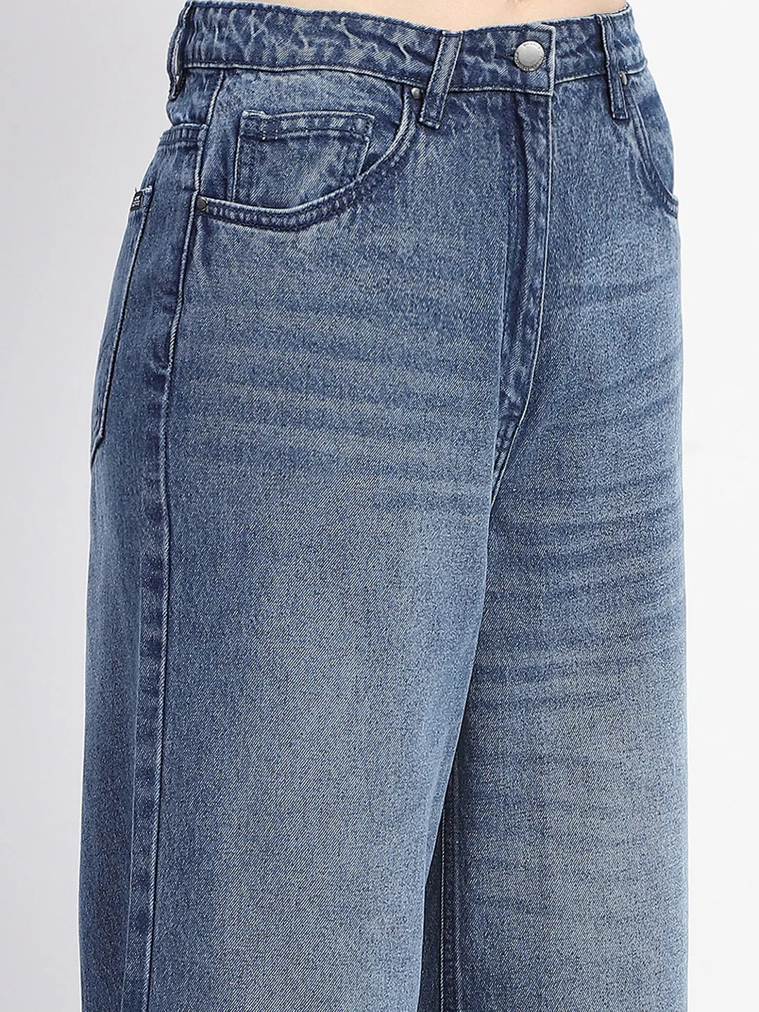 Madame Acid Wash Navy Blue Wide Leg Jeans