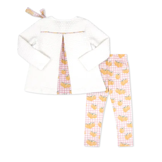 Madeline Legging Set - Worthington White Quilted, Little Pumpkin