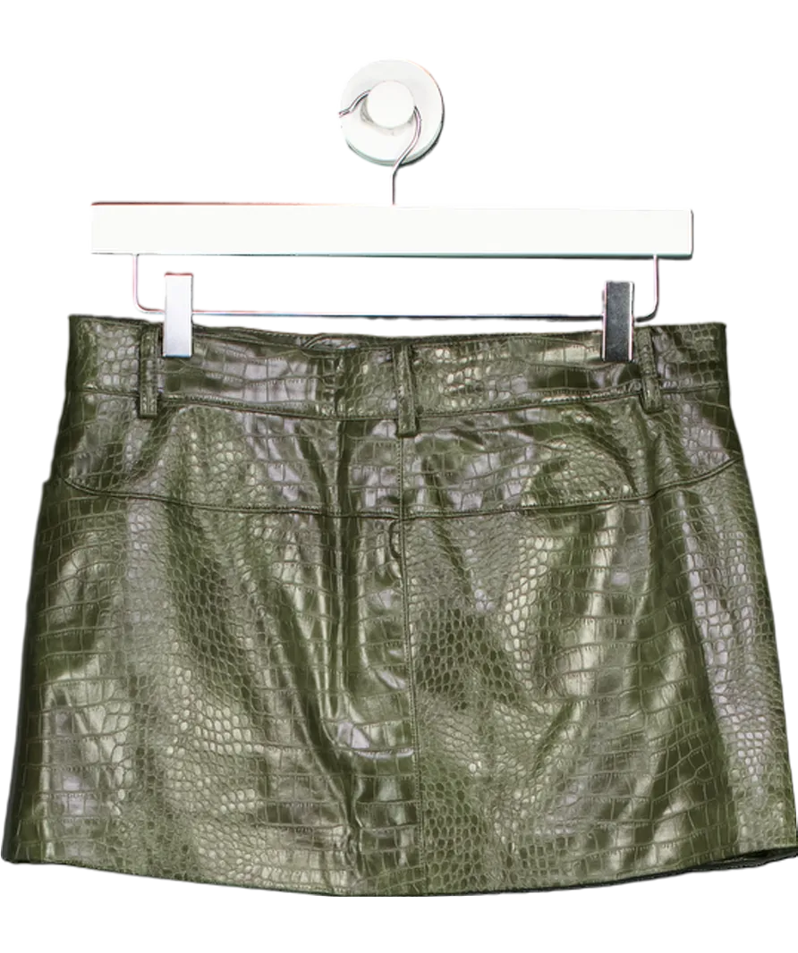 MANGO Green Animal Print Effect Mini Skirt UK 8