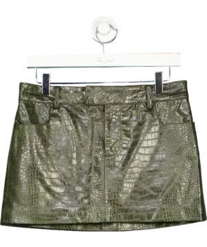 MANGO Green Animal Print Effect Mini Skirt UK 8