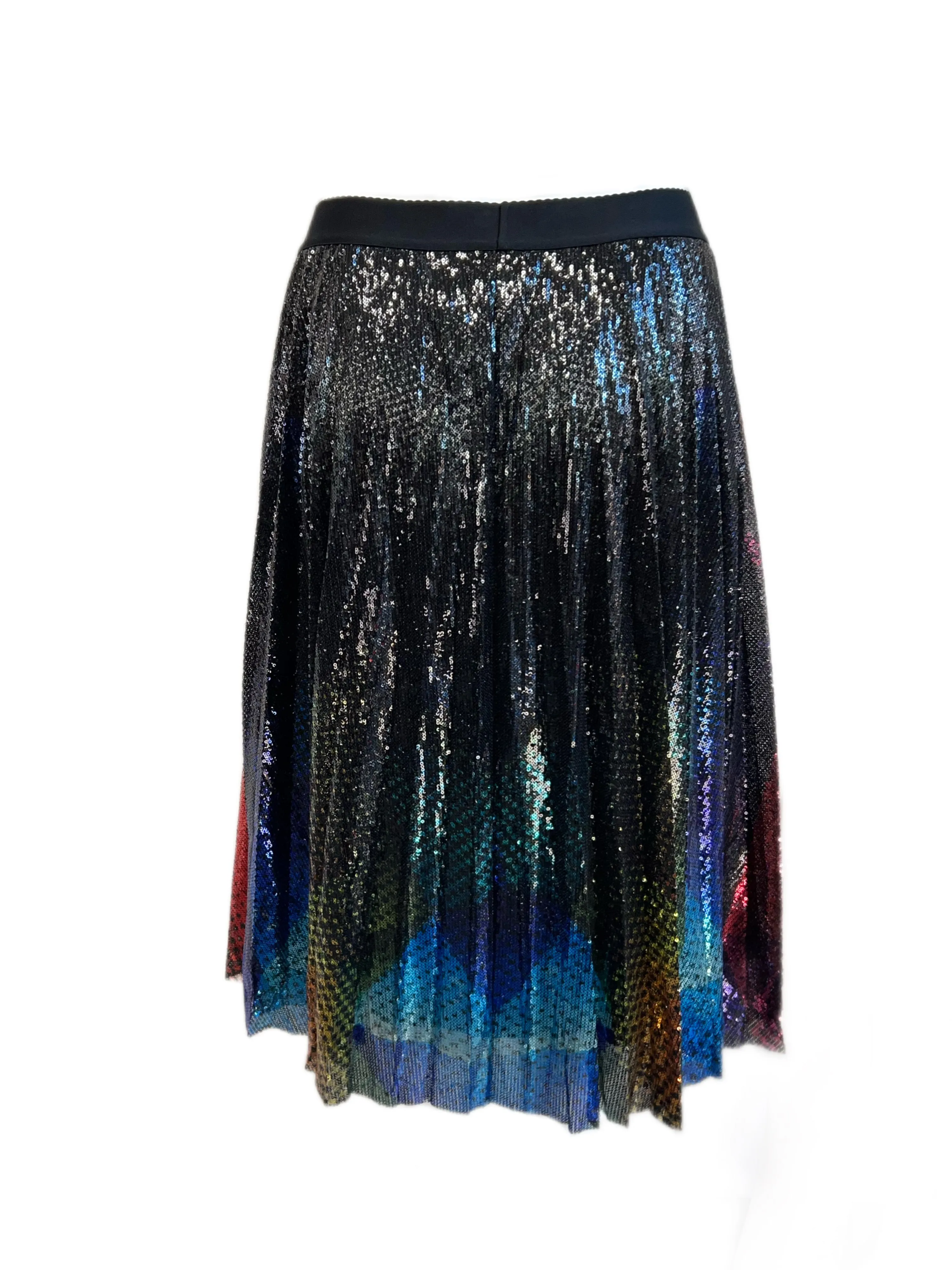 Marina Rinaldi Women's Nero Carbone Pleated Sequins Midi Skirt Size 18W/27
