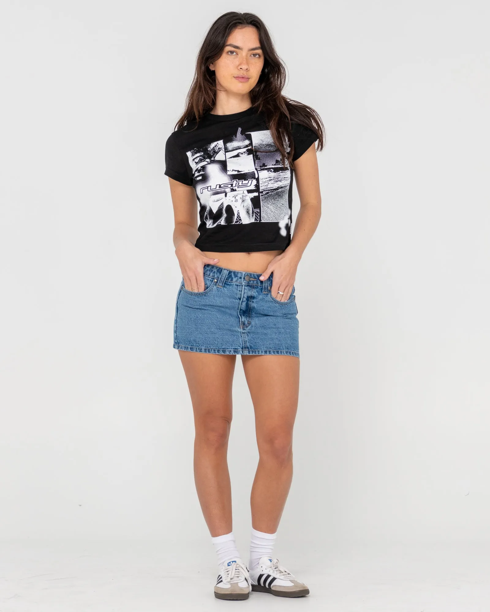 Mavericks Low Rise Mini Denim Skirt