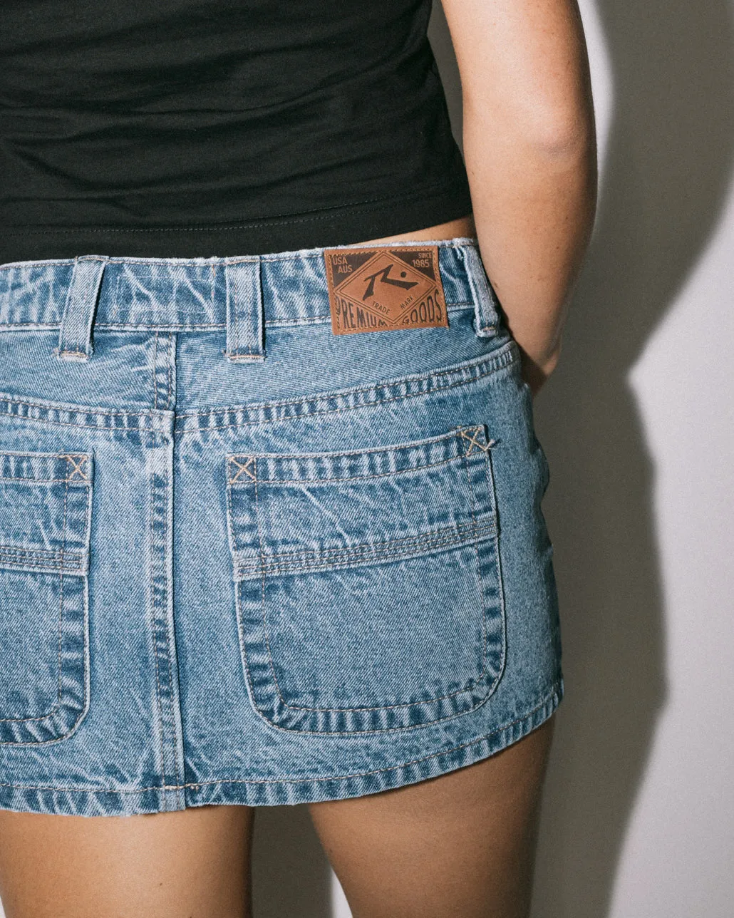 Mavericks Low Rise Mini Denim Skirt