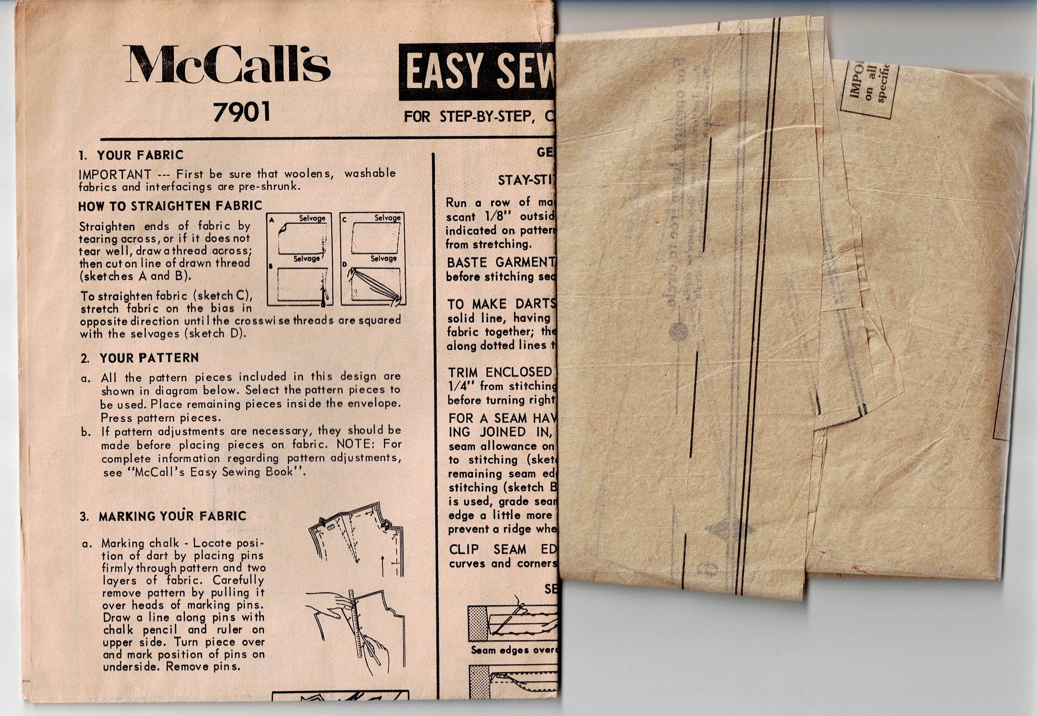 McCall's 7901 Womens Half Size Flared or Pencil Skirt 1960s Vintage Sewing Pattern Waist 29 inches