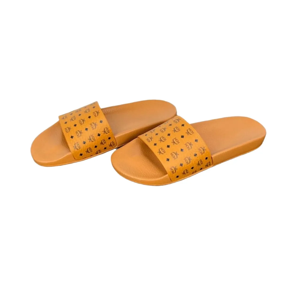 MCM Mens Cognac Visetos Rubber Slides