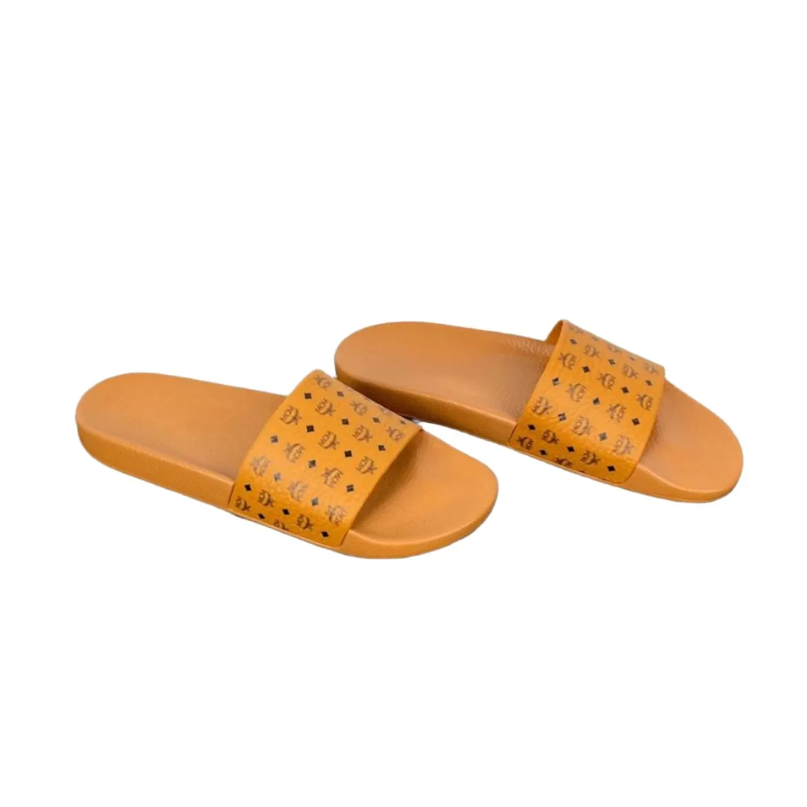 MCM Mens Cognac Visetos Rubber Slides