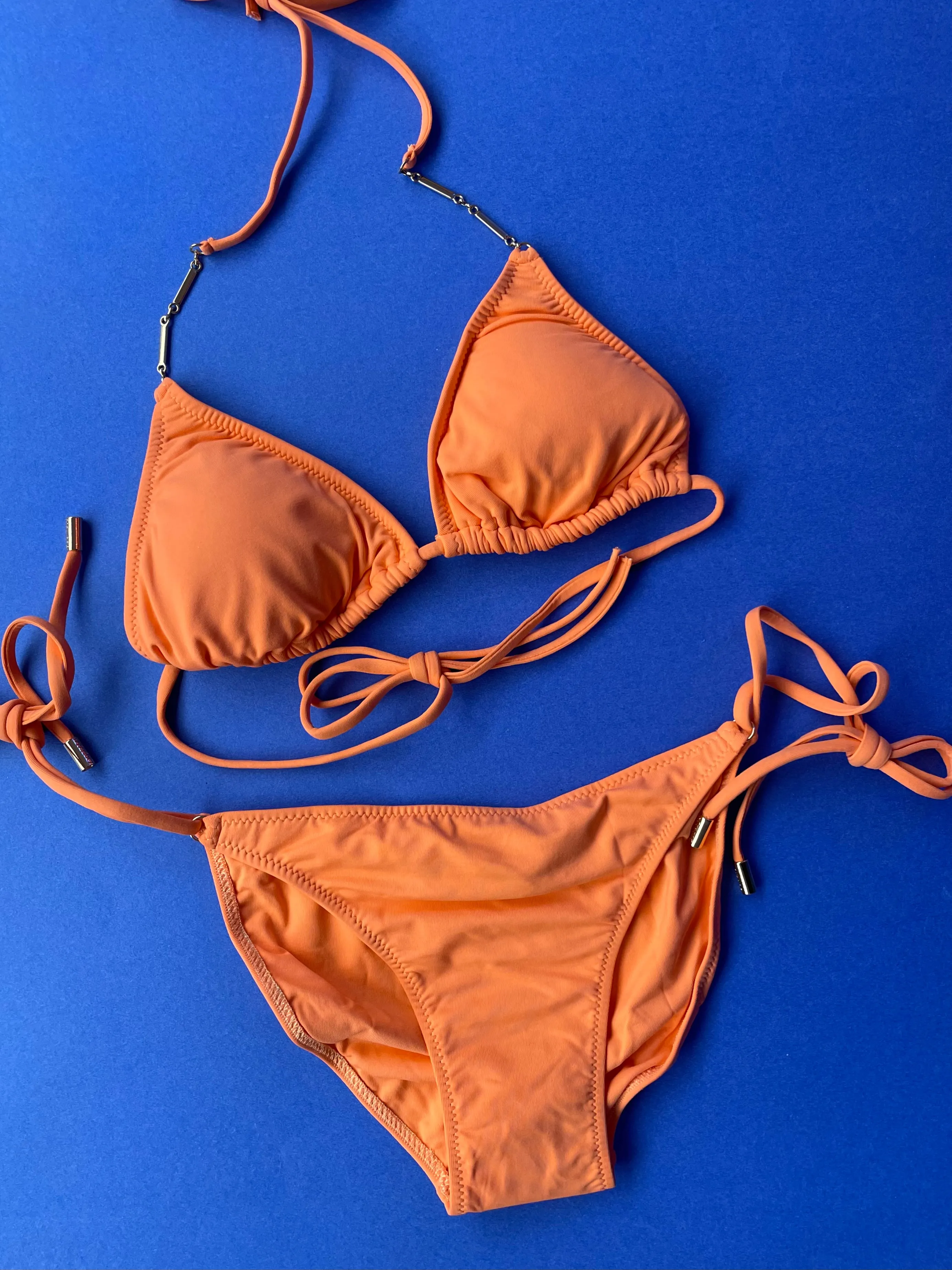 Melissa Odabash: Mykonos Chain Triangle Bikini Top - Clementine