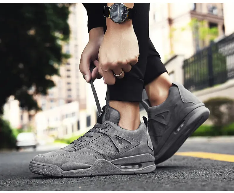 Men's Retro Leather Mid-Top Casual Running Shoes