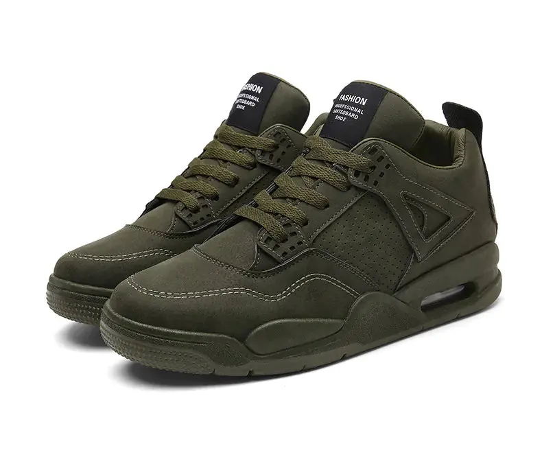 Men's Retro Leather Mid-Top Casual Running Shoes