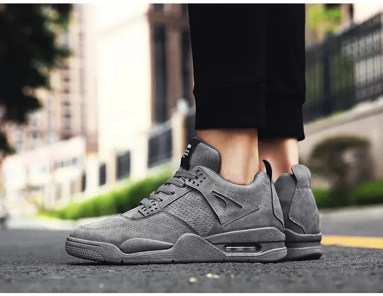 Men's Retro Leather Mid-Top Casual Running Shoes