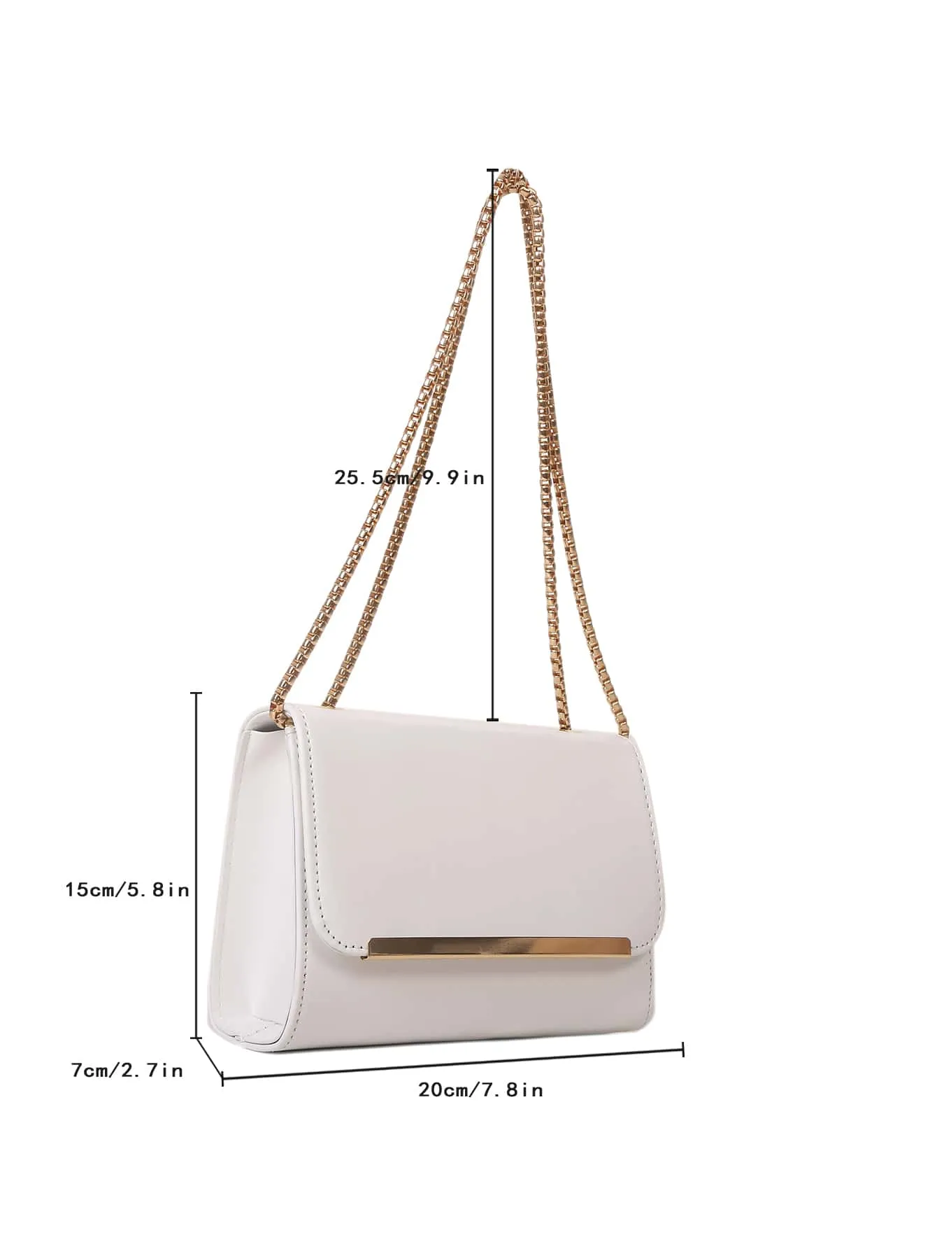 Mini Metal Decor Flap Chain Square Bag - White