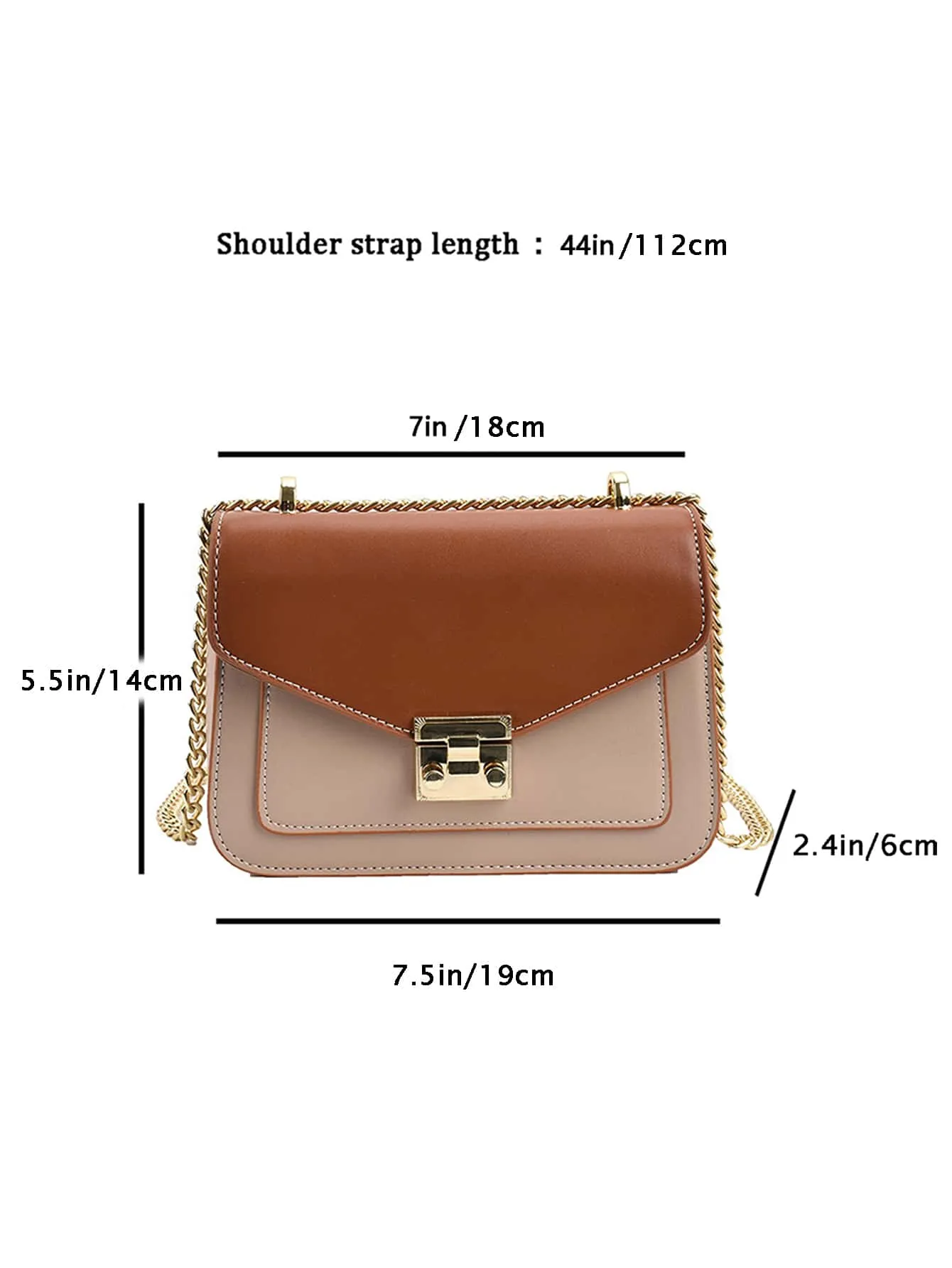 Mini Push Lock Chain Decor Flap Square Bag - Brown
