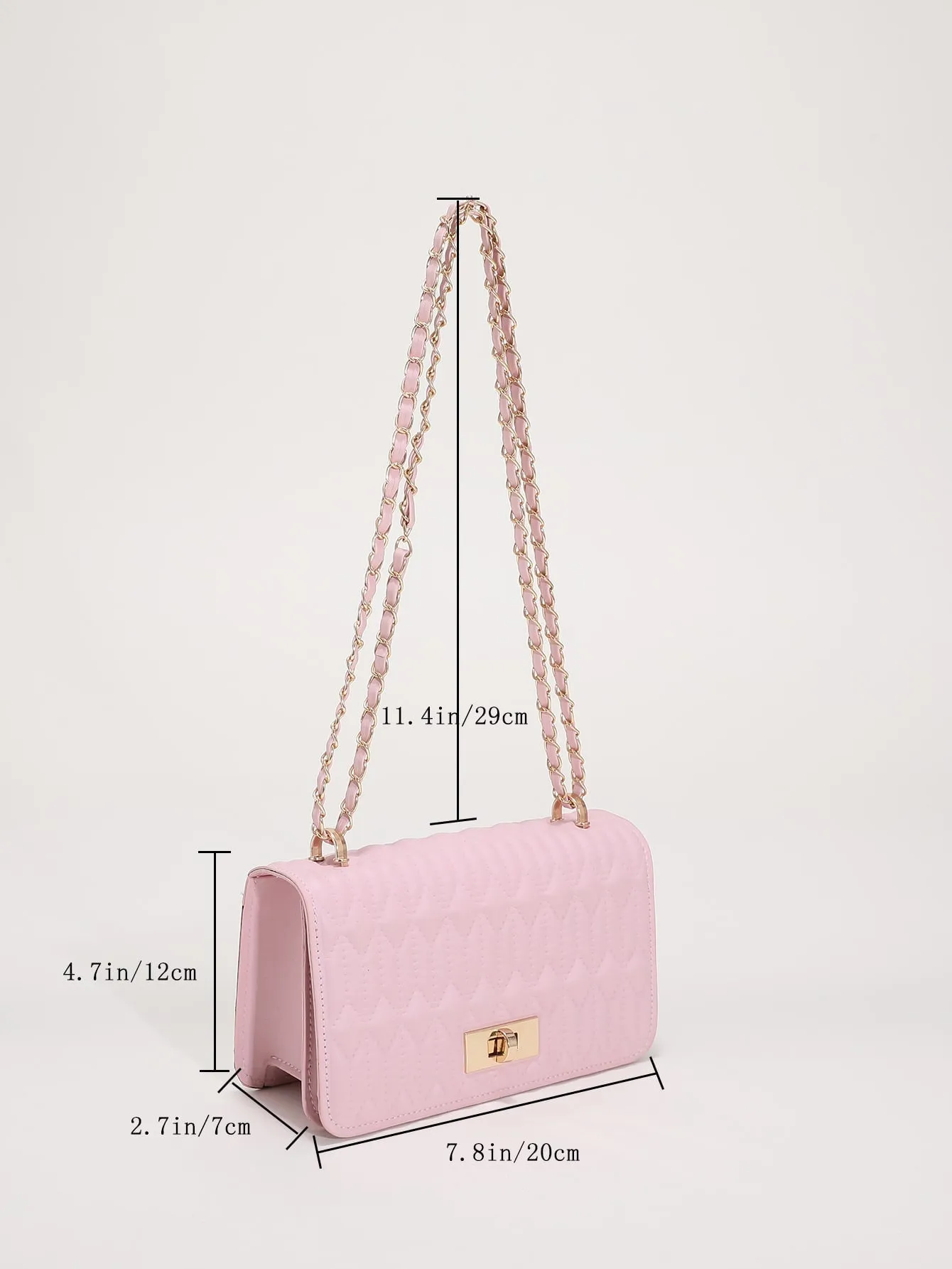 Mini Quilted Twist Lock Flap Square Bag - Pink- FD ⚡