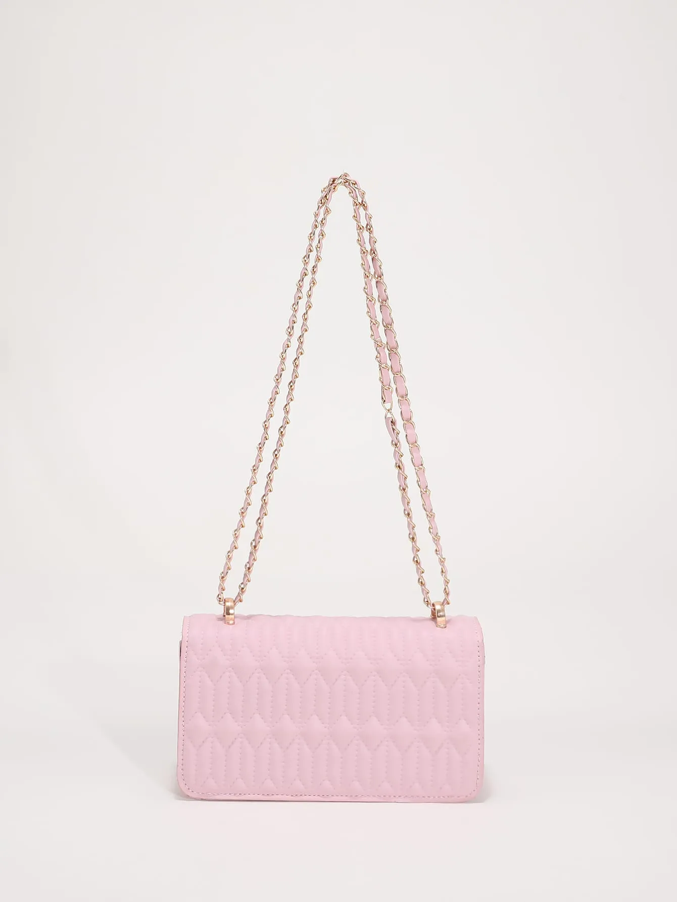 Mini Quilted Twist Lock Flap Square Bag - Pink- FD ⚡