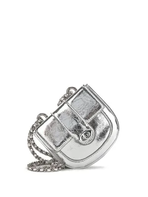 Mini Saddle Bag Silver Chain Strap Flap Shoulder Bag